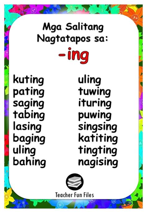 mga salitang nagtatapos sa ing